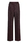 Pt Torino Knitted Lurex Wide-leg Trousers In Red