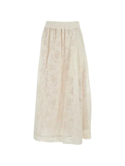 Pt Torino Doris Lace Cotton Skirt In Blue
