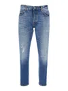 Pt Torino Light-blue Jeans With Logo Patch On The Rear And Belt Loops In Denim Man In Blue