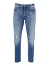 Pt Torino Light-blue Jeans With Logo Patch On The Rear And Belt Loops In Denim Man In Blue