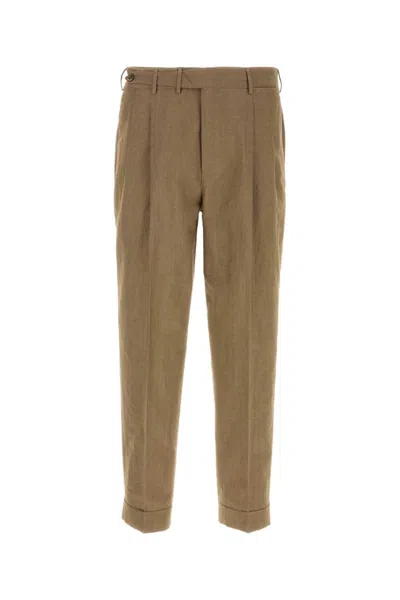 Pt Torino Light Brown Turn-up Hem Tapered Trousers