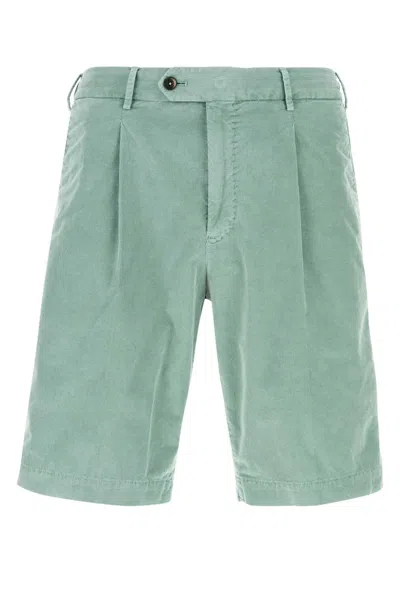 Pt Torino Light Green Stretch Corduroy Bermuda Shorts