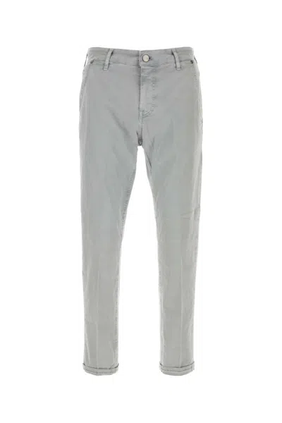 Pt Torino Light Grey Logo-patch Trousers In Gray