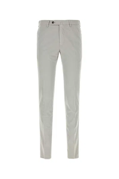Pt Torino Light Grey Pressed-crease Tailored Trousers In White
