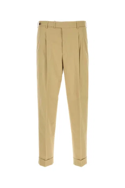 PT TORINO LIGHT YELLOW STRETCH-DESIGN TAPERED TROUSERS