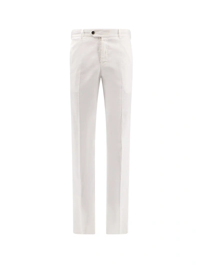Pt Torino Linen And Cotton Trouser With Drawstring At Waist In White