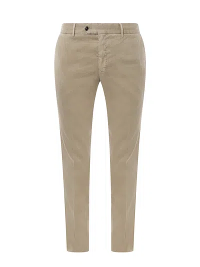 Pt Torino Linen And Cotton Trouser With Drawstring At Waist In Neutral
