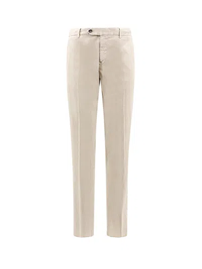 Pt Torino Linen And Cotton Trouser With Drawstring At Waist In Neutrals