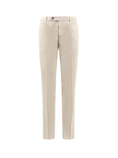 Pt Torino Linen And Cotton Trouser With Drawstring At Waist In Neutrals