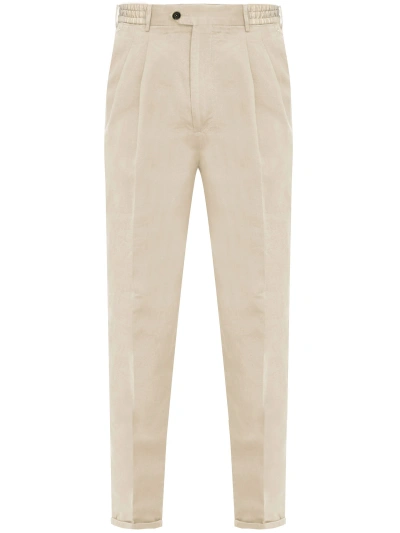 Pt Torino Linen And Cotton Trousers In Beige