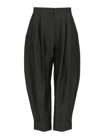 Pt Torino Linen And Cotton Trousers In Black
