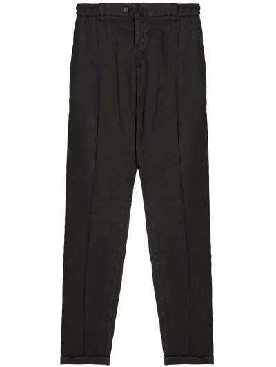 Pt Torino Linen And Cotton Trousers In Black