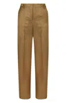 Pt Torino Linen And Cotton Trousers In Brown