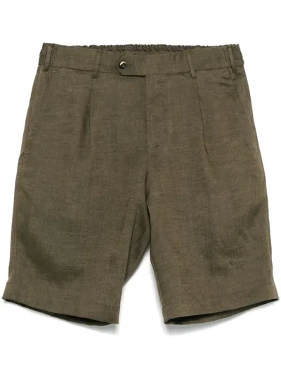 Pt Torino Linen Bermuda Shorts In Green