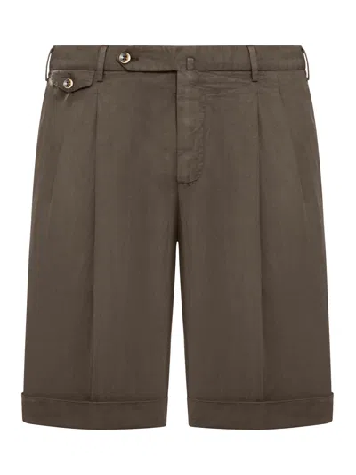 Pt Torino Linen Blend Bermuda Shorts In Brown