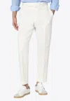 Pt Torino Refined Cotton Twill White Trousers With Detailing In White