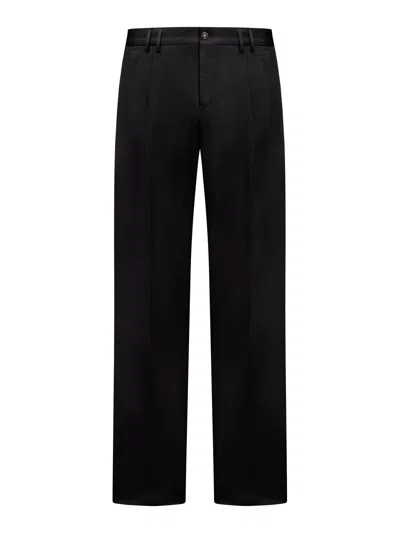Pt Torino Linen Blend Straight Leg Trousers In Black