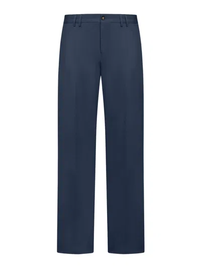 Pt Torino Linen Blend Straight Leg Trousers In Blue
