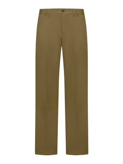 Pt Torino Linen Blend Straight Leg Trousers In Green
