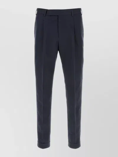 Pt Torino Linen Blend Tailored Trousers Belt Loops In Black