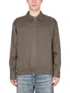 Pt Torino Elasticated Collared Linen Jacket In Gray