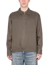 Pt Torino Brown Linen Jacket With Front Zipper In Gray