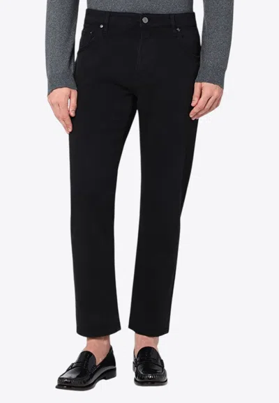 Pt Torino Logo Patch Slim Jeans In Black