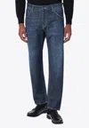 Pt Torino Stitched Denim Trousers Belt Loops In Blue