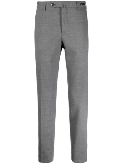 Pt Torino Logo-patch Tailored Suit Trousers In Grey