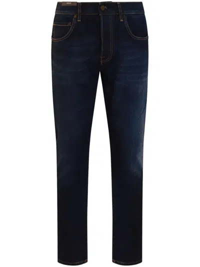 Pt Torino Logo-patch Tapered Jeans In Blue