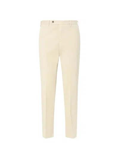 Pt Torino Logo-plaque Tailored Trousers In Neutral