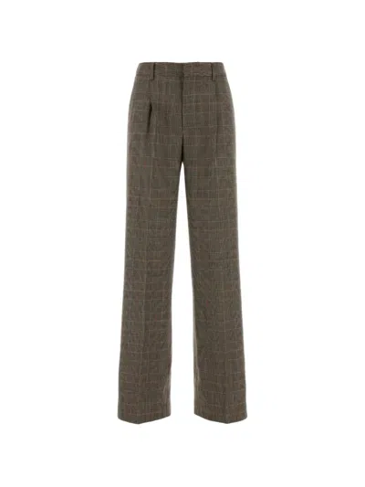 Pt Torino Lola Wool Blend Checked Tailored Trousers In Brown