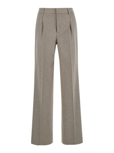 PT TORINO GREY LOLA PANTS WITH PENCES ON THE FRONT IN WOOL BLEND WOMAN