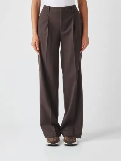 Pt Torino Lola Straight Trousers In Wool Blend With Pleats And Mid-rise In Purple