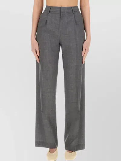 Pt Torino Lola Wide Leg Trousers With Front Pleats In Grey