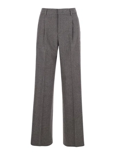 PT TORINO LOLA GREY PANTS WITH BELT LOOPS IN WOOL AND CASHMERE WOMAN