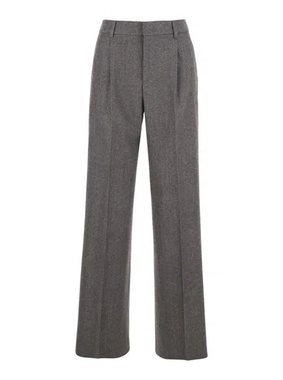 PT TORINO 'LOLA' GREY PANTS WITH BELT LOOPS IN WOOL AND CASHMERE WOMAN