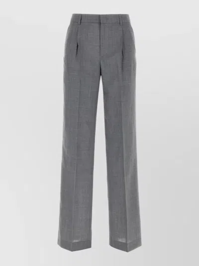 Pt Torino Lola Wool Tailored High Waist Wide Pants In Gray