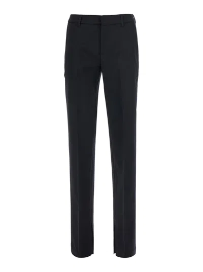 Pt Torino London Black Pants With Hidden Front Closure In Blend Wool For Women