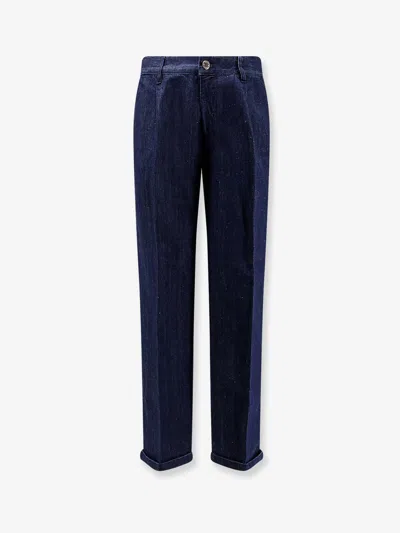 Pt Torino Lord Jeans In Cotton And Linen Blend In Blue