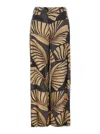Pt Torino Lorenza Brown Pants With All-over Printed Motif In Tech Fabric Woman In Brown