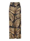 Pt Torino Lorenza Brown Pants With All-over Printed Motif In Tech Fabric Woman In Black