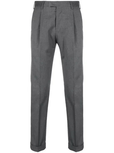 Pt Torino Low-rise Tapered Tailored Trousers In Grey