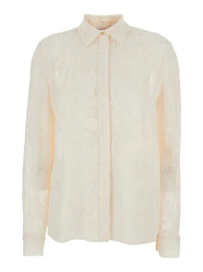 Pt Torino Lucilla Lace Cotton Shirt In White