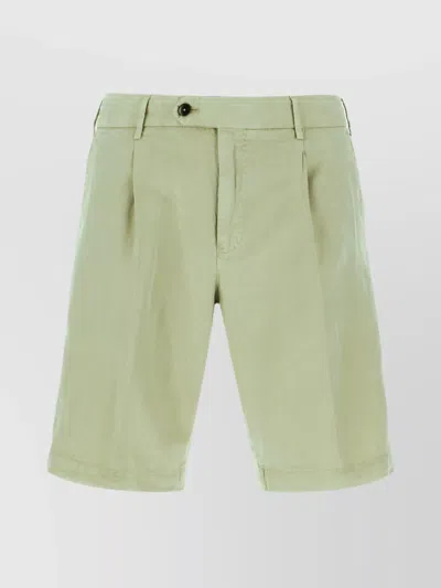 Pt Torino Lyocell Blend Pleated Elastic Waistband Shorts In Green