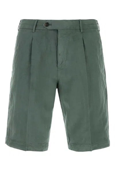 Pt Torino Lyocell-linen-cotton Bermuda Shorts For Men In Green