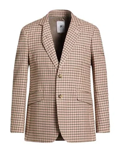 Pt Torino Man Blazer Beige Size 38 Virgin Wool In Brown