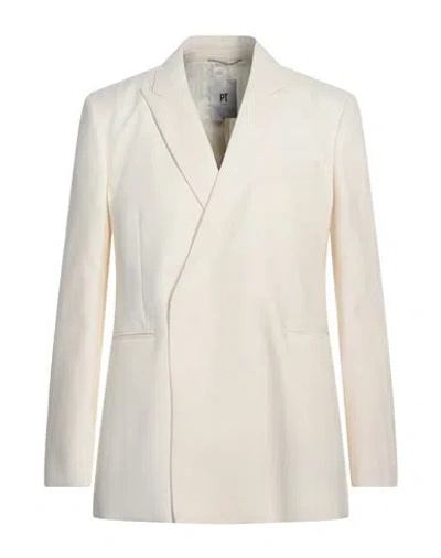 Pt Torino Man Blazer Cream Size 38 Virgin Wool In White