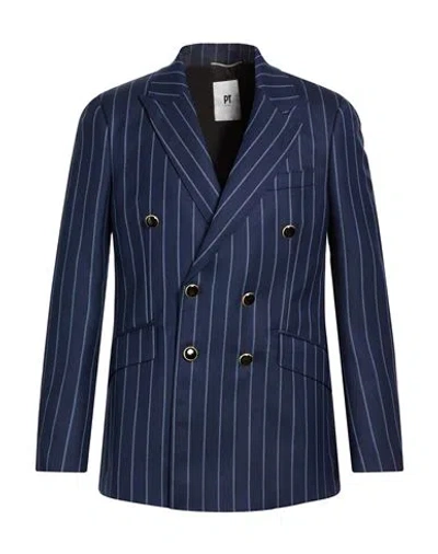 Pt Torino Man Blazer Navy Size 38 Virgin Wool In Blue