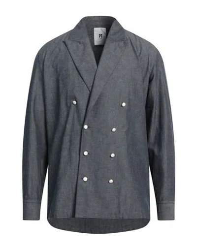 Pt Torino Man Blazer Navy Size 40 Cotton, Hemp In Blue